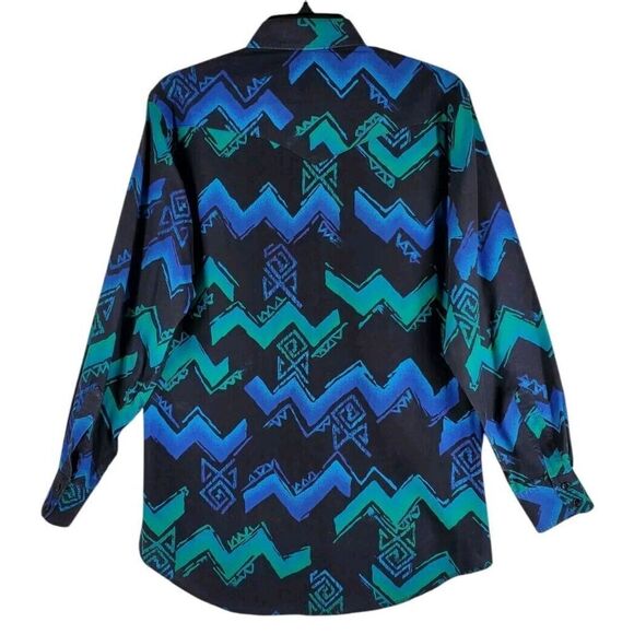 Vtg Wrangler Shirt Mens 15.5 33 Cowboy Brushpopper X-Long Tail Aztec Colorful - Picture 6 of 12